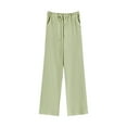 thumbnail image 4 of HaiMao Women's French Terry Straight - Leg Sweatpants Clearance Elastic Casual Sweats Green 6(M), 4 of 5