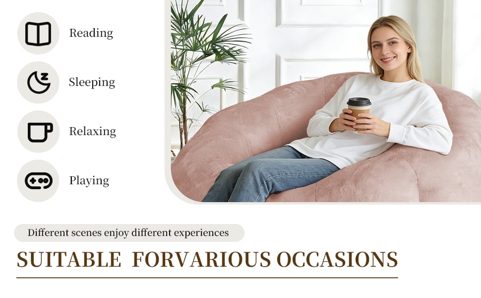 Oversized Full-Body Lazy Lounge Sofa with Stable Anti-Slip Base, Multi-Scene Comfort Floor Bean Bag Chair for Living Room Bedroom Reading Corner Leisure Rest