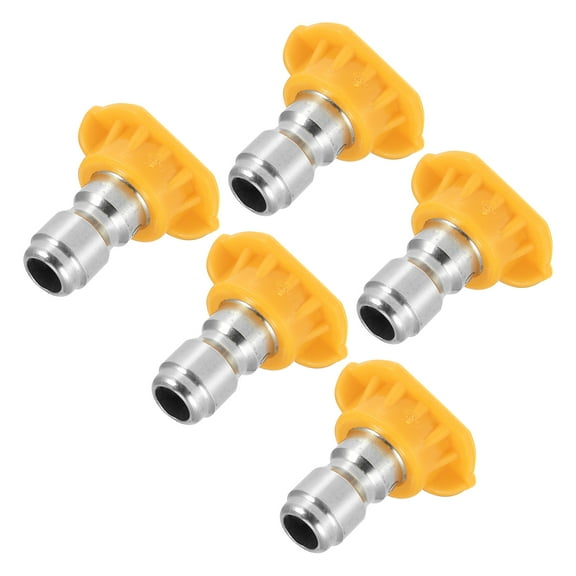5 Pcs 15 Degrees High Pressure Washer Spray Nozzle Tips Quick Connector Yellow