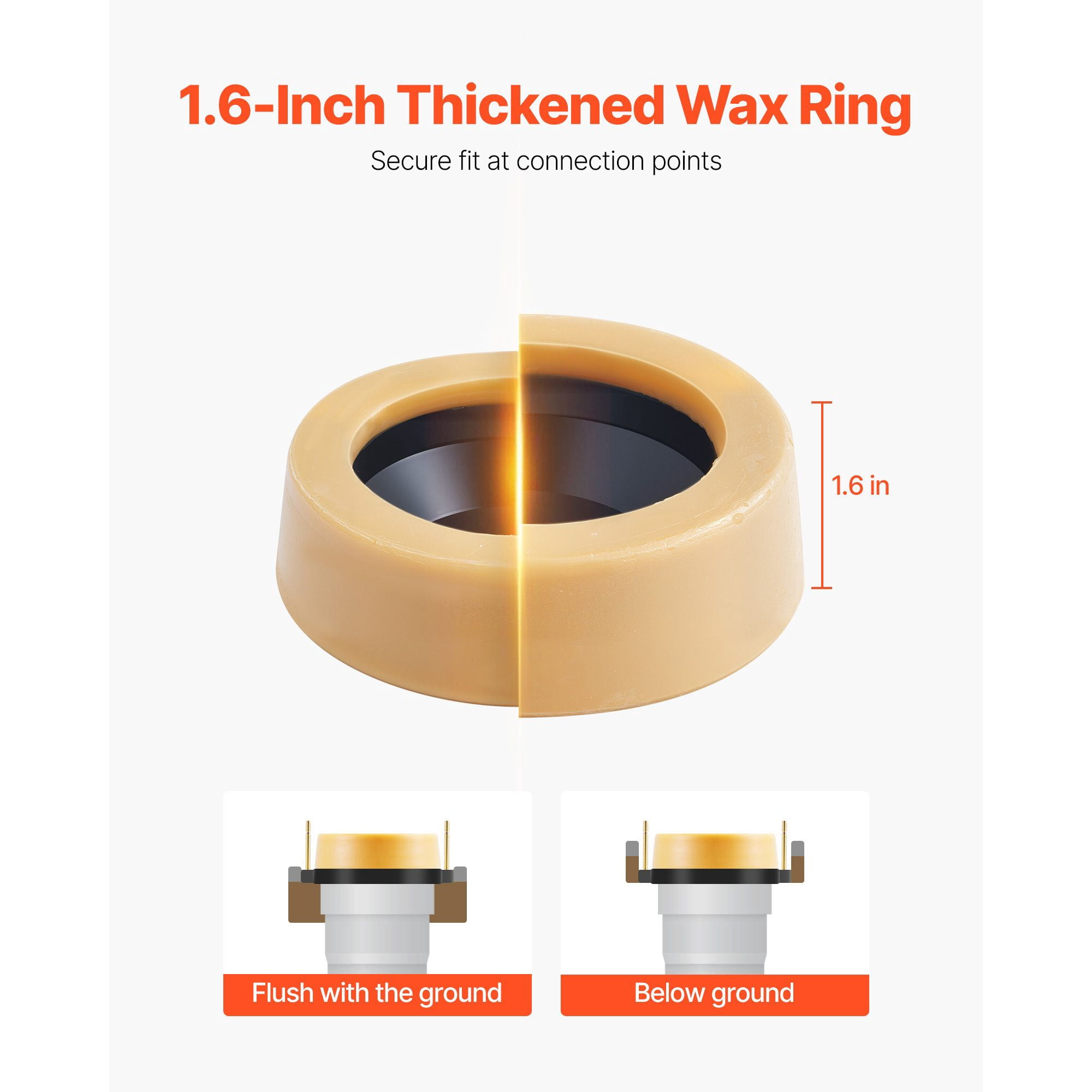 Toilet Wax Ring Kit with Rust-Resistant Fittings, Leak-Proof Odor Seal, Universal Toilet Bowl Gasket for Bathroom Installation Repair