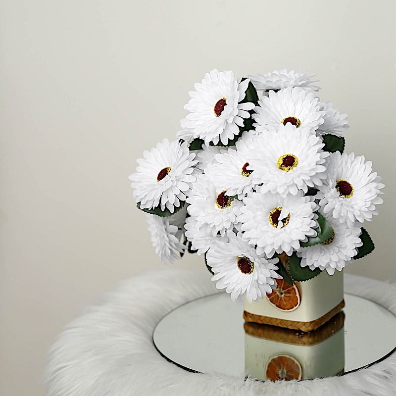 BalsaCircle 4 White 14' Faux Gerbera Daisy Bushes Silk Artificial Flowers Wedding Party Decorations