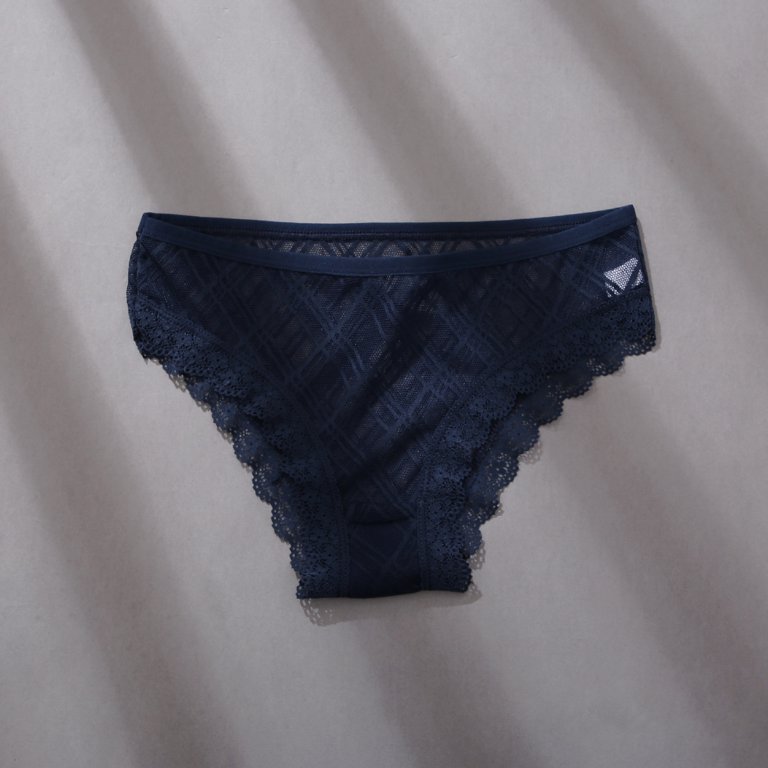 Aayomet Lace Underwear for Women for Women Lace Panty Detail Crochet Lace  Panties Bikini (Dark Blue, One Size)