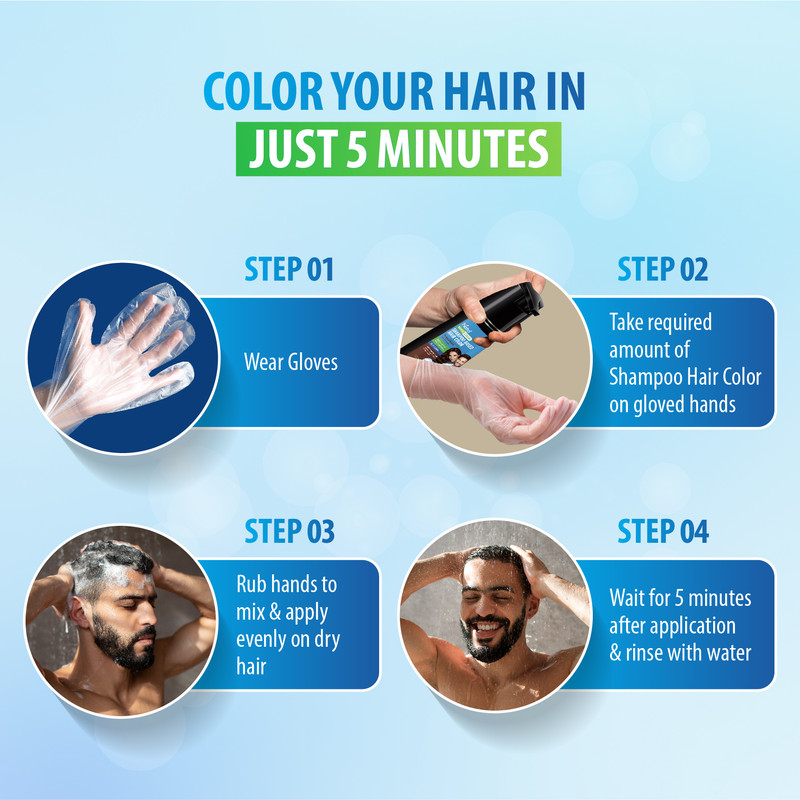(3 pack) Nisha Shampoo Hair Color | Men & Women | 100% Grey Coverage in 5 Minutes | Dark Brown | 180mL / 6.09 Oz Bottle