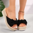 thumbnail image 6 of Xdegoge Platform Sandals for Women Summer Casual Espadrille Wedge Slides Slip On Open Toe Big Bow Decor Braided Jute Sole Dressy Vacation Beach Shoes, 6 of 9