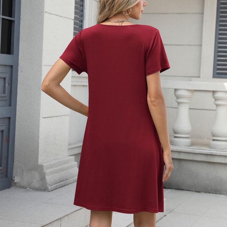 Casual T-Shirt Dress for Women Summer Short Sleeve Swing Mini Dress Soft Comfy A-Line Loose Fit Everyday Dresses - Walmart.com Casual T-Shirt Dress for Women Summer Short Sleeve Swing Mini Dress Soft Comfy A-Line Loose Fit Everyday Dresses - Walmart.com