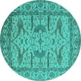 thumbnail image 1 of Ahgly Company Indoor Round Oriental Turquoise Blue Industrial Area Rugs, 4' Round, 1 of 4