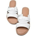 thumbnail image 4 of BLTIBY Women's Flat Slides Sandals, Summer Slippers Comfortable Braided Strap Round Open Toe Solid Colour Casual Beach Shoes for Women White 4.5, 4 of 4