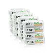 EBL Pack of 16 AA Batteries Rechargeable NiMH 2300mAh Everyday Battery