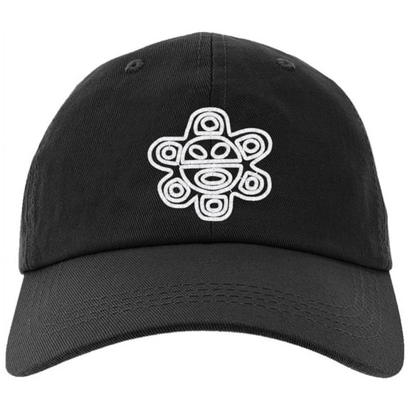 Embroidered Puerto Rican Taino SUN Logo, Adjustable Baseball Cap-EM-0033-Black