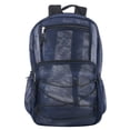 thumbnail image 2 of Deluxe See Through Mesh Multipocket Bungee Cord Backpack for School, Work, Sports, Gym, Travel, Recreation & Commuting in Navy Blue, 2 of 6