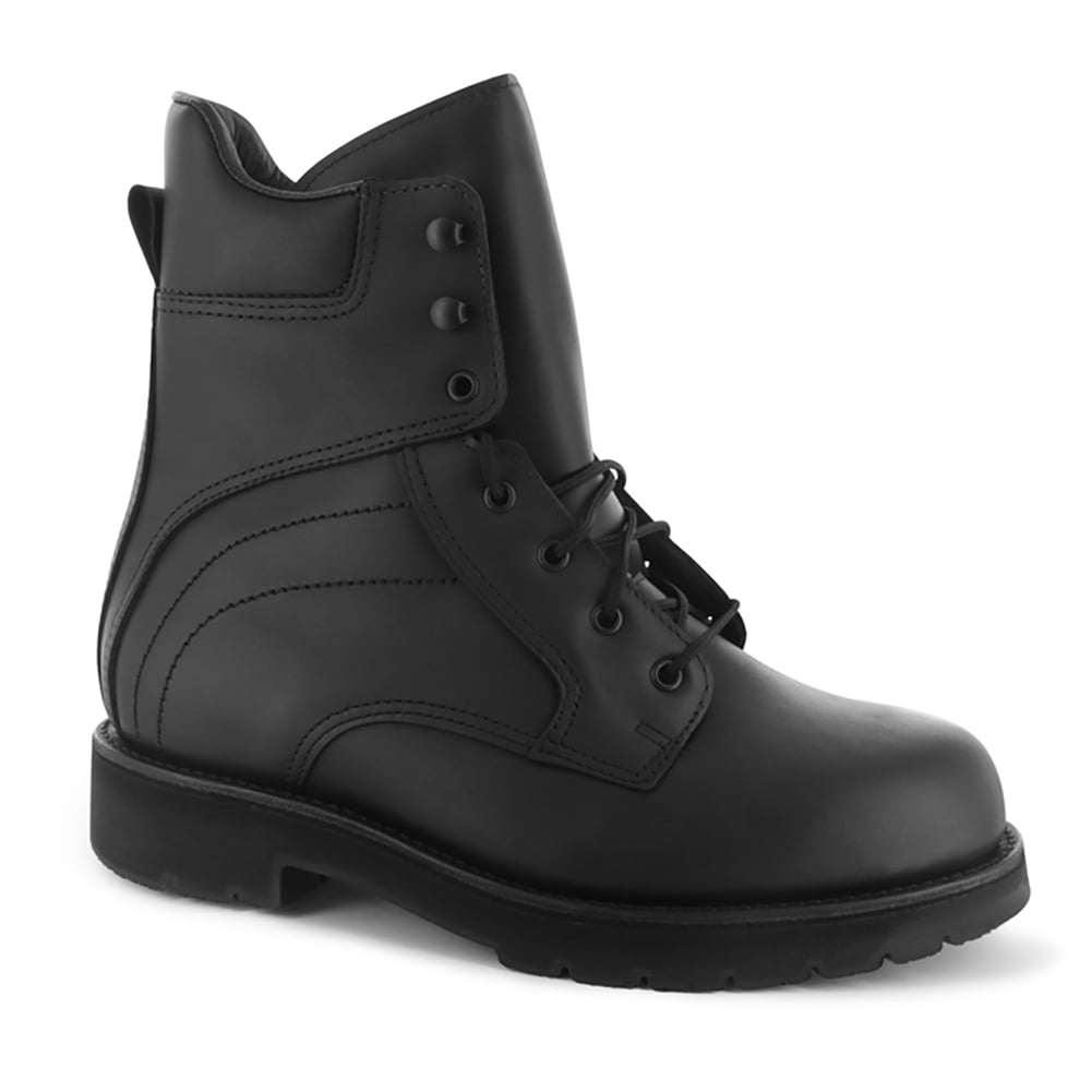 Abram Boot Men's Boss 8'' Work Boots Black Leather Rubber 7.5 D