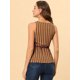 thumbnail image 4 of INSPIRE CHIC Top peplum envolvente con dobladillo asimétrico en la cintura con cuello en V sin mangas para mujermarrón XS, 4 of 5