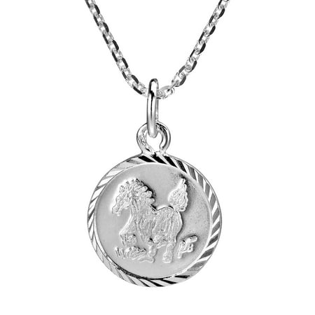 Chinese Silver Horse - Horse Chinese Zodiac .925 Sterling Silver Pendant Necklace