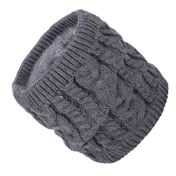 UPKOCH Dark Grey Woolen Knit Collar Circle Scarf Stretchy Warm Neck Warmer