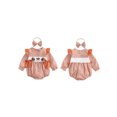 thumbnail image 2 of Miaouyo Infant Baby Girl Fall Romper 0 3 6 12 18 Months Bows Animal Rugby Embroidered Plaid Crew Neck Long Sleeve Romper and Bow Headband, 2 of 9