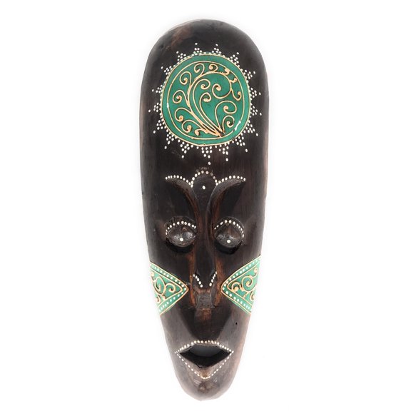 Tribal Tiki Mask 12" Green - Tattoo Primitive Art | #wib370230g