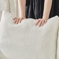 thumbnail image 5 of FFZ 78 inch Teddy Fabric Sofa with 3 Back Pillows and Cushions, Solid Wood Frame, Off White, 5 of 14
