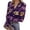 Purple #041, variant on Mardi Gras Shirts for Women Carnival Sequins V Neck Tunic Tops Feathers Print Long Sleeve Novelty T Shirts Dark Purple M