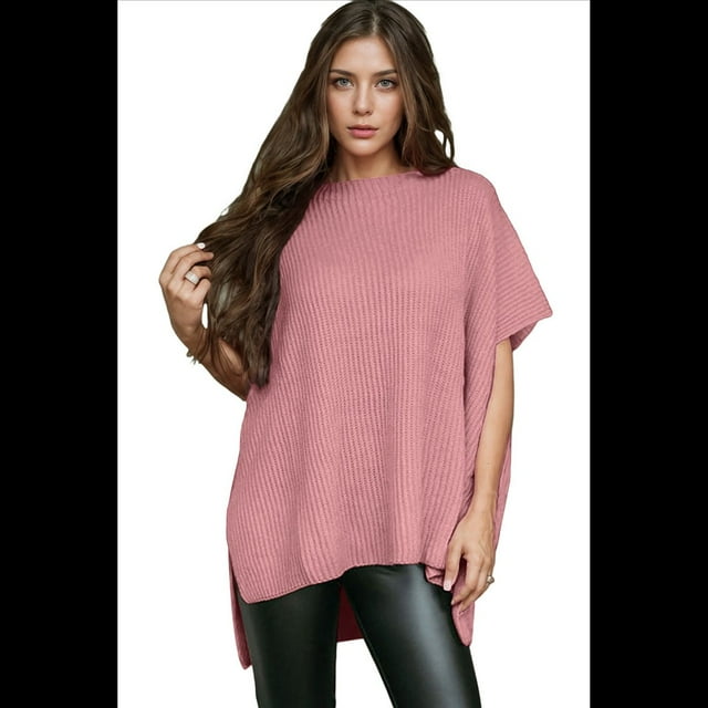Suéter Holgado de Corta con Hombros Caídos para Mujer, Color Rosa, Talla M