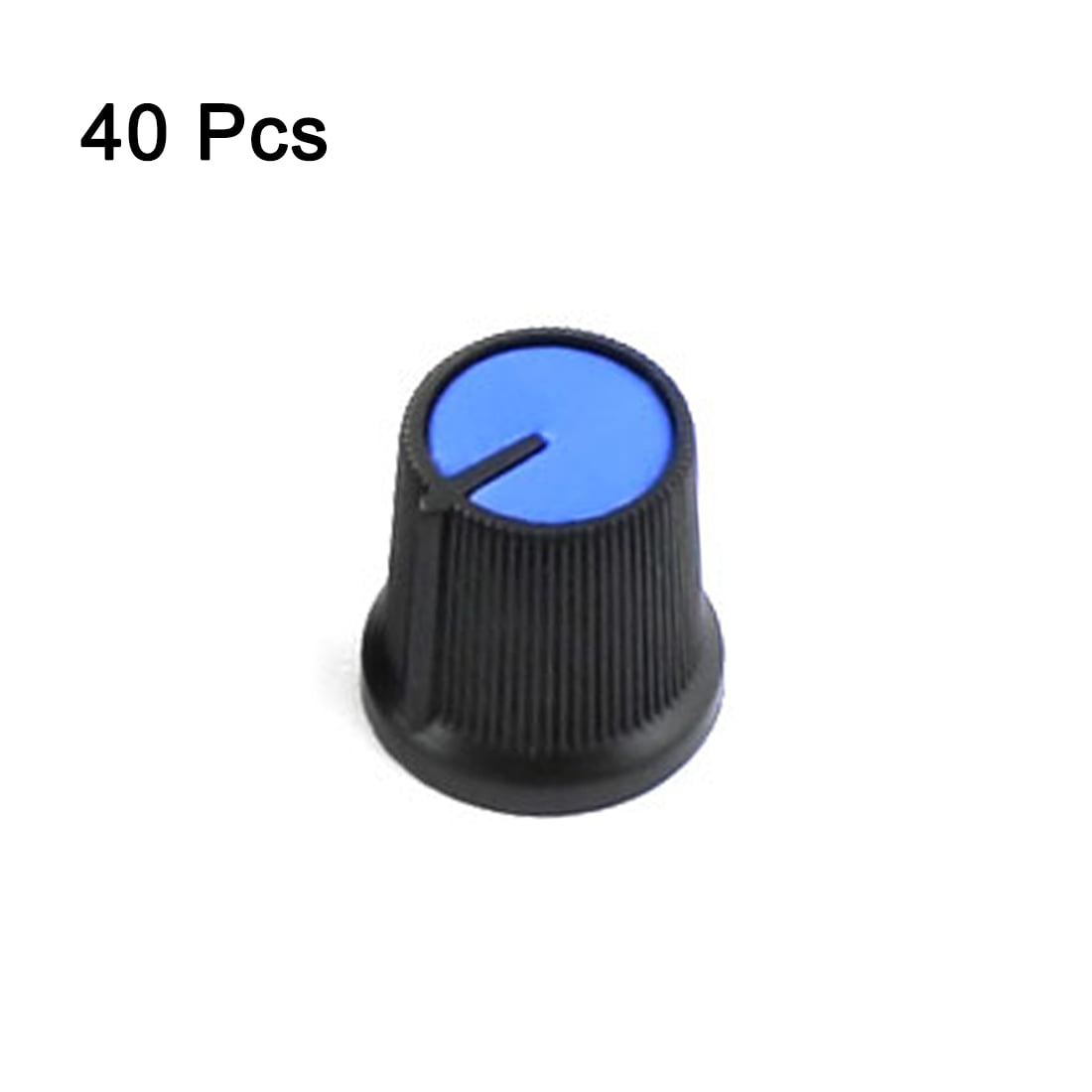 40pcs 6mm Knurled Shaft Blue Top Taper Volume Knob Cap for Potentiometer Pot 702105701133 