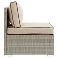thumbnail image 3 of Modway Repose Rattan & Fabric Patio Armless Chair in Light Gray and Beige, 3 of 5