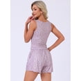 thumbnail image 4 of DARING DIVA Women's Ruffle Trim  Ruffled Camisole Tank Top and Shorts Pajamas Set L Purple, 4 of 7