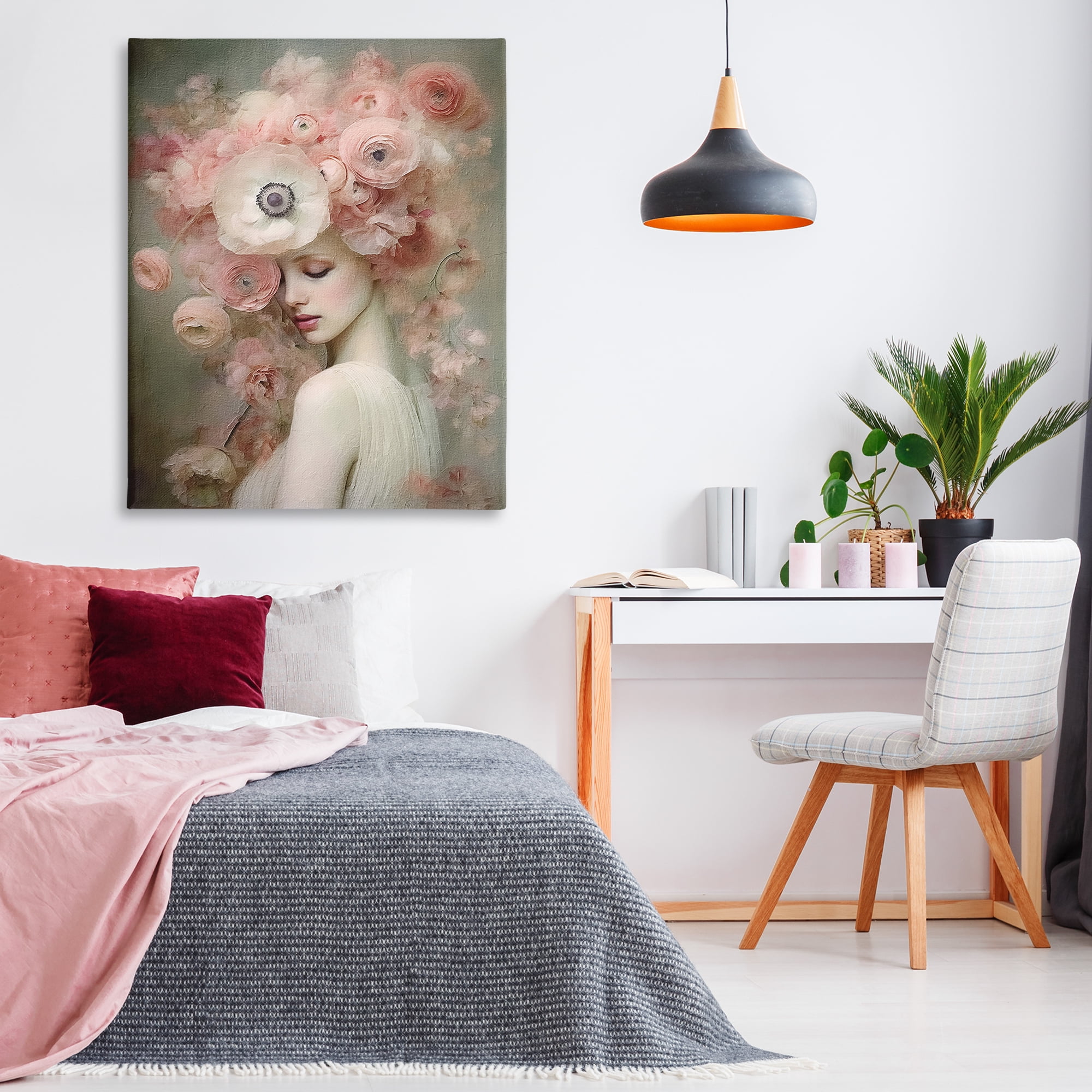 Stupell Industries Blush Florals Portrait Novelty Painting Gallery Wrapped Canvas Art Print Wall Art, 36 x 48