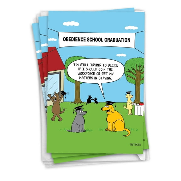 NobleWorks Pack of 3 Funny Graduation Greeting Cards (Graduate) with Envelopes (1 Design, 3 Each) Obedience Graduation Graduation C5330GDG-C3x1