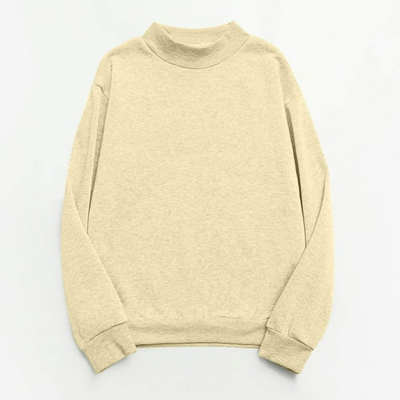 VKOYWKM Sweatshirt for Women Casual Mock Neck Pullover Drop Shoulder Long Sleeve Shirt Basic Solid Color Sweat Shirt Plus Size Fall Sweatshirt