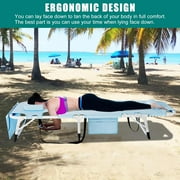 Slsy 3in1 Sun Tanning Chair with Mattress, Heavy Duty Summer Lounger Chair with Face Arm Hole, Adjustable, Removable Pillow & Carry Handle, Sunbathing Chair for Patio, Poolside, Lawn, Beach