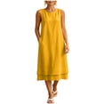 thumbnail image 2 of Karymi Plus Size Sleeveless Midi Dress, Round Neck Casual A-Line Dress with Double Layer Hem and Pockets, Solid Summer Flowy Shift Dress Summer Dresses for Women 2026, 2 of 6