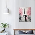 thumbnail image 3 of JEUXUS Abstract Paris Canvas Wall Art: Black White Eiffel Tower Hand Painted Oil Painting, Pink and Grey Picture Print Room Decor for Teen Girls Bedroom Bathroom 16x20 inch, 3 of 4