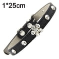 thumbnail image 2 of Lindo collar de cuero en miniatura para perro y gato con diseño de calavera, deslumbrante, elegante y brillante, con diamantes de imitación y cristales, 2 of 5