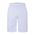 thumbnail image 1 of PEASKJP Men's Washed Out Short Casual Solid Drawstring Summer Beach Shorts,White L, 1 of 5
