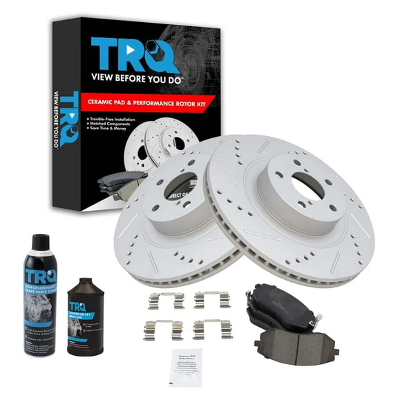 TRQ Performance Brake Rotor & Ceramic Pad Front Kit w/Chemicals for Subaru BKA16781 Fits select: 2008-2012 SUBARU OUTBACK, 2009-2010 SUBARU FORESTER