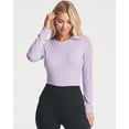 thumbnail image 2 of Real Essentials 3 Pack: Women's Round Neck Long Sleeve Ribbed Bodysuit Shirt Tops (Available in Plus Size), 2 of 6