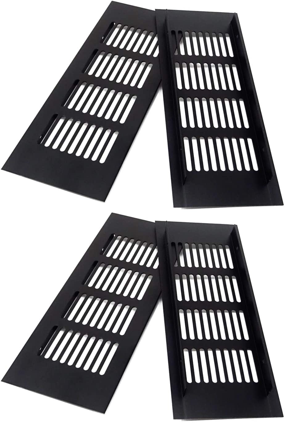 4 Pcs Cache-Ventilation Rectangulaire en Alliage d'Aluminium Noir pour Armoire à Chaussures