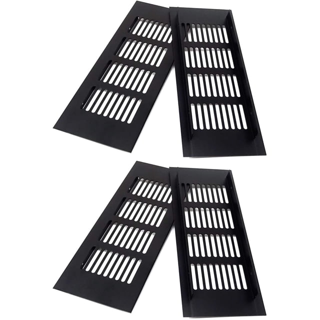 4 Pcs Cache-Ventilation Rectangulaire en Alliage d'Aluminium Noir pour Armoire à Chaussures