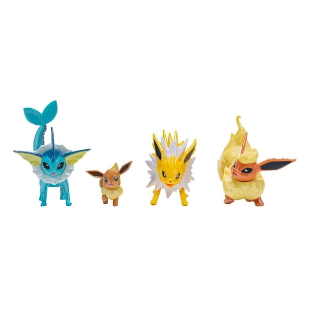 Set Evolución Pokémon 2" Eevee #1, 3" Jolteon, 3" Vaporeon, 3" Flareon