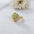 thumbnail image 5 of JEWELRYTREASURE 12x6 mm / 1.5 Ct Peridot Wedding Ring Set Opal Diamond Cluster Bridesmaid Jewelry for Women August Birthstone Art Deco Gift for Her, 5 of 7