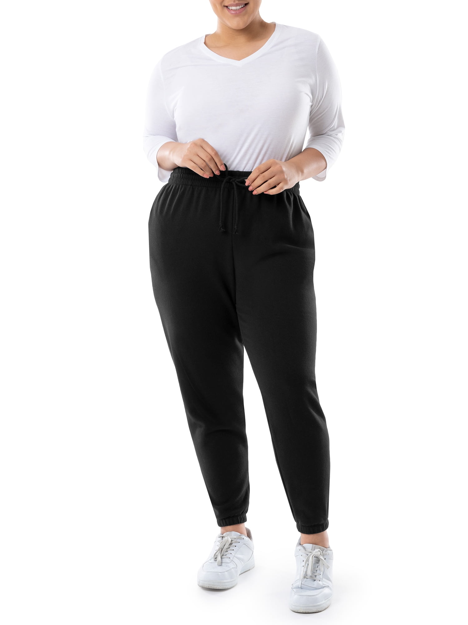 Terra & Sky Women's Plus Size Fleece Sweatpants, 2-Pack