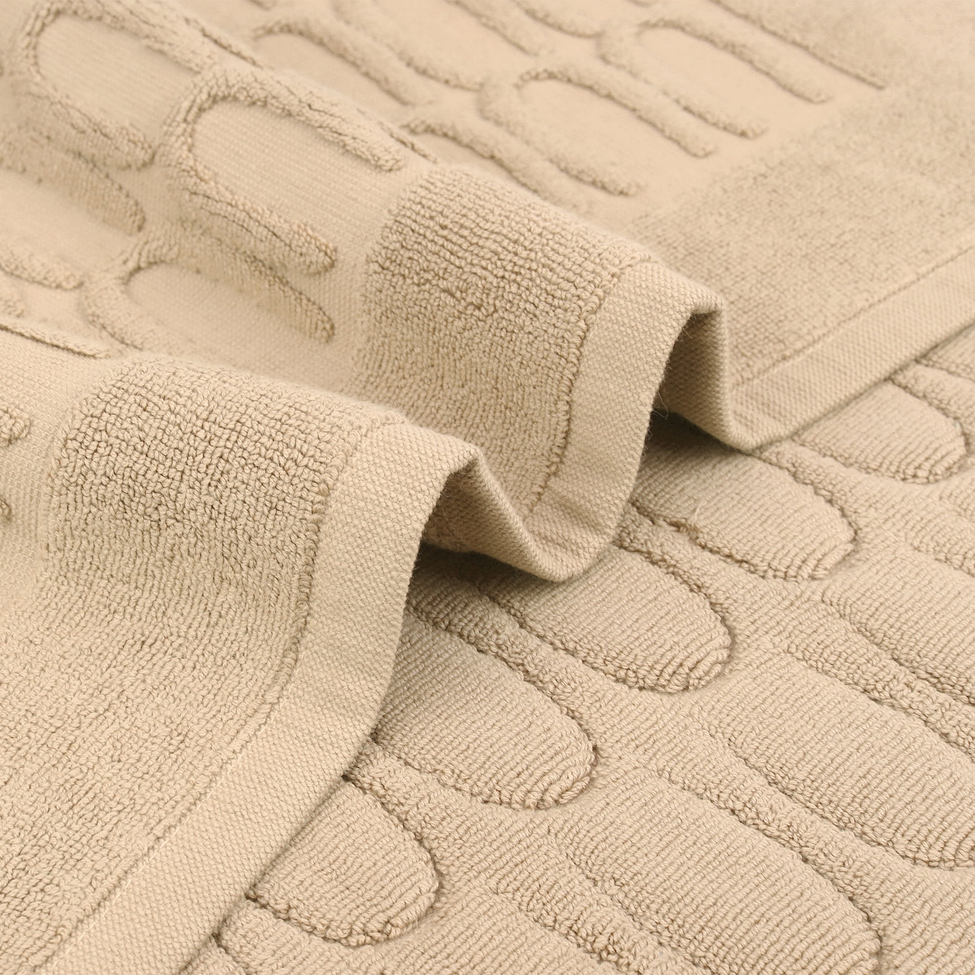 Unique Bargains Washable Textured Cotton Bath Rug Water Absorbent Mat Khaki 16" x 24"