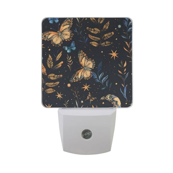 Herbs Butterfly Star Night Light 2 Pack LED Nightlight Plug into Wall Dusk to Dawn Sensor Soft White