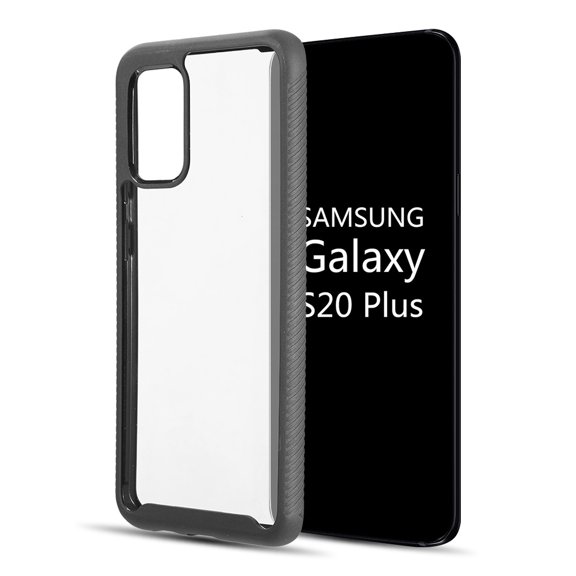 Samsung Galaxy S20 PLUS (6.7") Phone Case Hybrid Cover Rugged [TPU Cushion] Enhanced Hand-Grip TPU Cushion Frame   Transparent Clear Shock-Absorbing Frame Hard BLACK Cover for Samsung Galaxy S20 