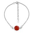 thumbnail image 5 of Striking Double-Sided Red Coral and White Shell Sterling Silver Bracelet, 5 of 6