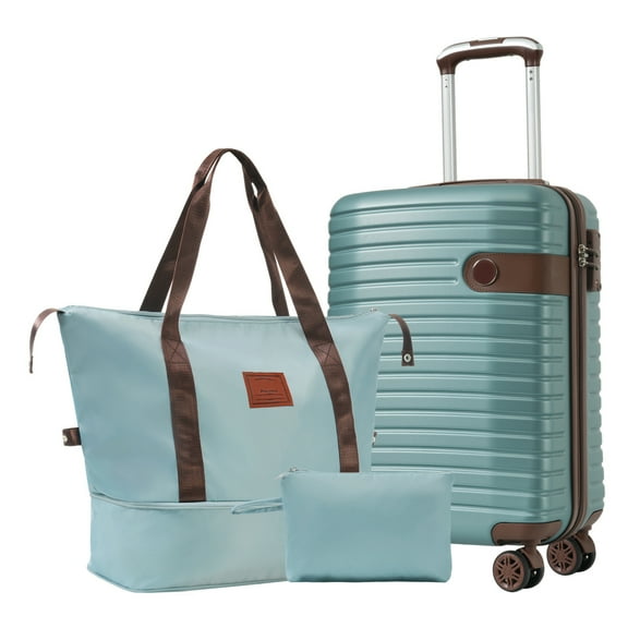 Tcbosik Suitcase Set, 3 Piece Carry On Hardside Luggage with TSA Lock and Spinner Wheels (20 inch, Blue)