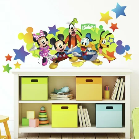 Mickey & Friends Giant Peel & Stick Wall Decals with Alphabets Nursery Room Kids Bedroom Decor Stickers