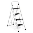 thumbnail image 1 of Delxo Alloy Steel Folding 4 Step Stool Portable Ladder with Hand Grip, White, 1 of 12