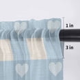 thumbnail image 5 of Blue Plaid Valance Curtains for Kitchen/Living Room/Bathroom/Bedroom Window, Rod Pocket Small Topper Half Short Window Curtains Voile Sheer Scarf, Country Cute Love Pastoral Heart Lattice 42"x18", 5 of 8