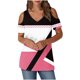 thumbnail image 2 of Puntoco Liquidación de blusas cortas para mujer, blusas estampadas para mujer, blusas de manga corta con escote en V y hombros descubiertos, blusas de moda, 2 of 5